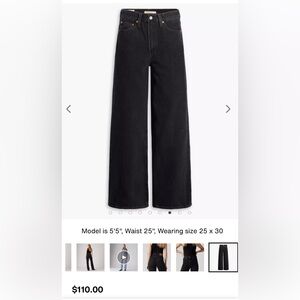Levi's Premium Black Ribcage Wide-Leg Jeans